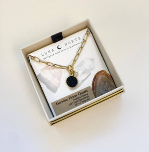 Druzy Obsession Paperclip Chain Necklace