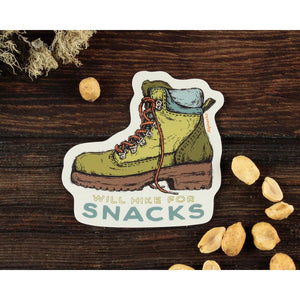 Will Hike For Snacks Sticker