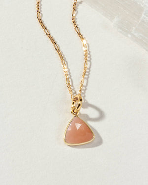 Bermuda Triangle Dainty Collar Necklace- Peach Moonstone