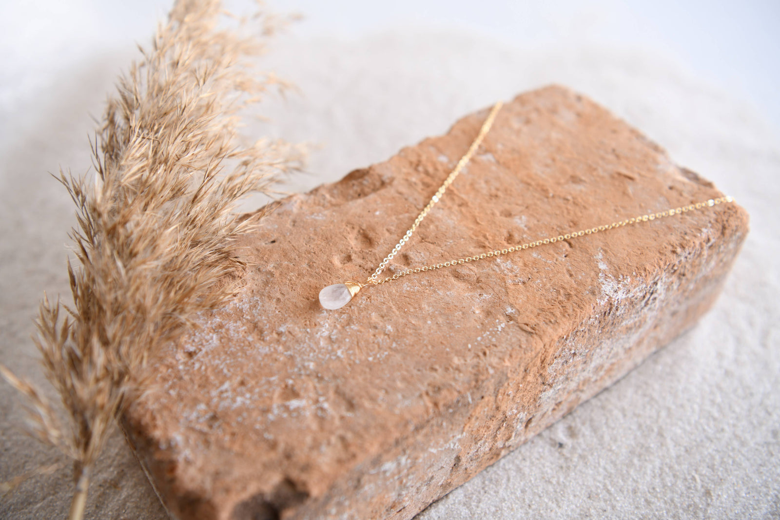 Gemstone Teardrop Pendant Necklace in Gold