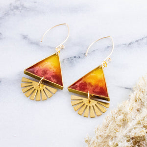 Sunfire Brass Triangle Earrings