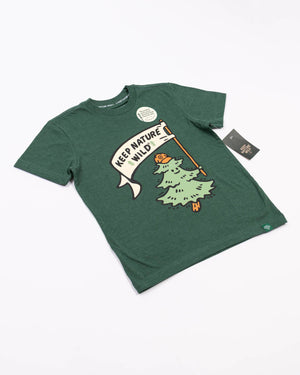 Happy Camper Pine Youth Tee - Heather Forest