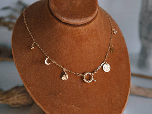 Lunar Solstice Gold Charm Necklace