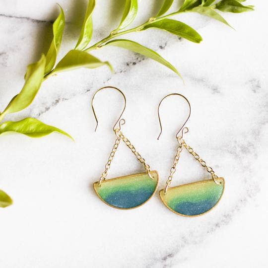 Mood Swings Brass Earrings - Ocean