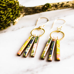 Petite Fringe Earrings - Green & Blue