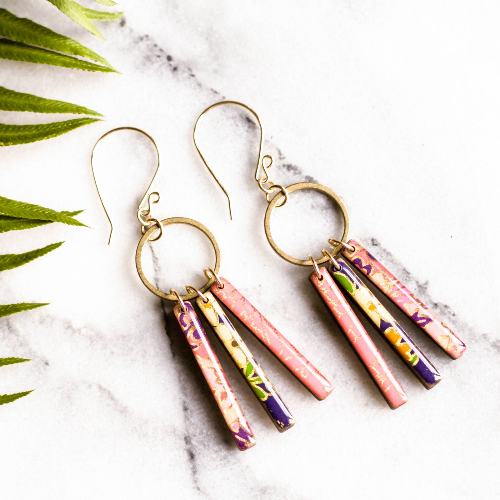 Petite Fringe Earrings - Pink & Purple