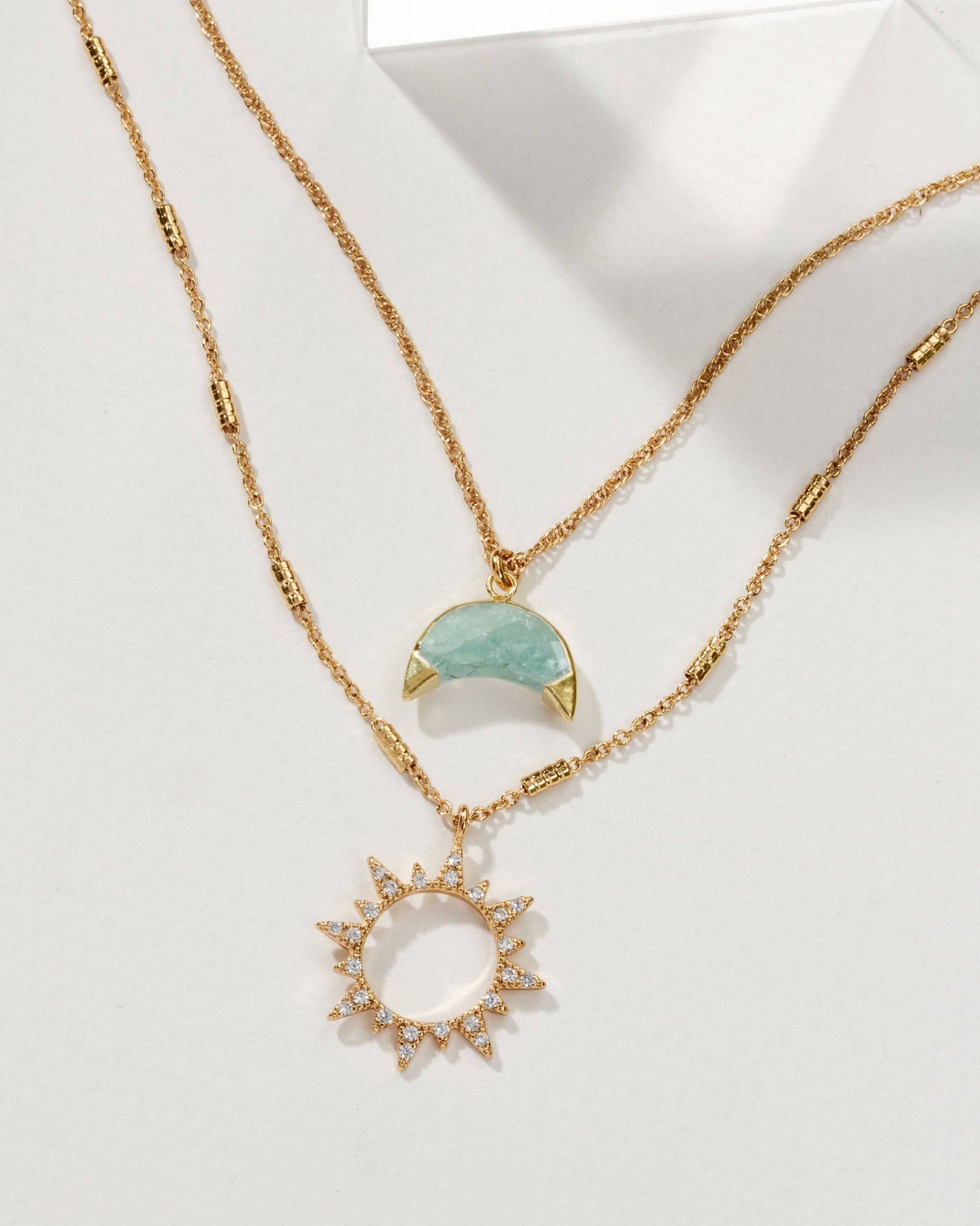 Live By the Sun, Love By the Moon Necklace Set- Aquamarine
