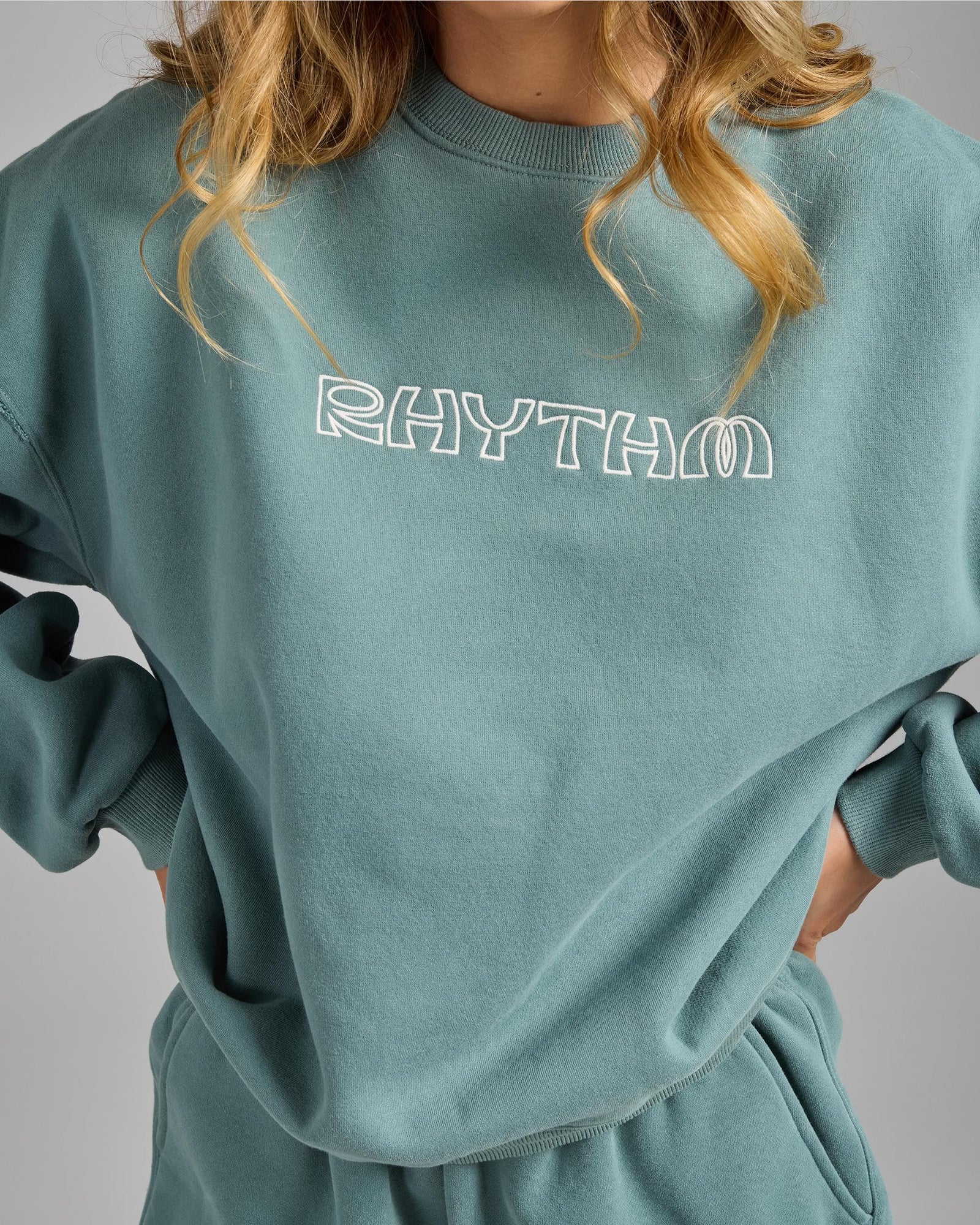 Rhythm Logo Fleece Crewneck - Sage
