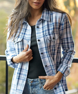 Women's Blanket Shirt - Bright Blue Ventana Plaid