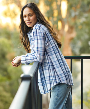 Women's Blanket Shirt - Bright Blue Ventana Plaid