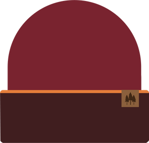 Color Block Cuffed Beanie - Maroon/Brown
