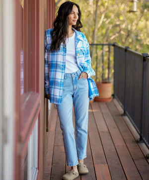 Cloud Weave Shirt Jacket - Bright Blue Montauk Plaid