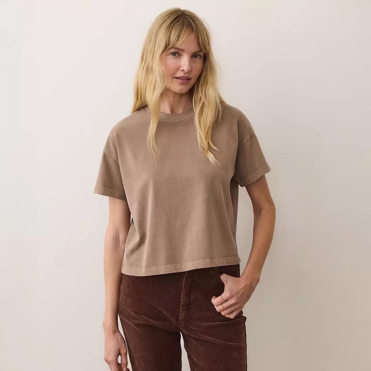 Women's Luxe Sueded Tee - Woodsmoke