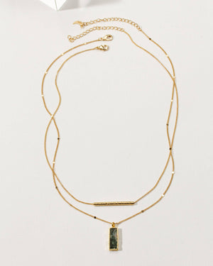 Stick Together Necklace Set- Moss Agate