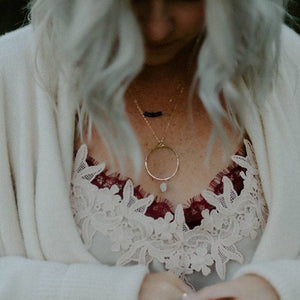 Moonstone Hoop Necklace