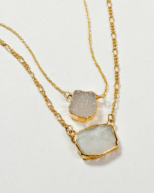 Power of Two Necklace Set - Druzy Quartz & Moonstone