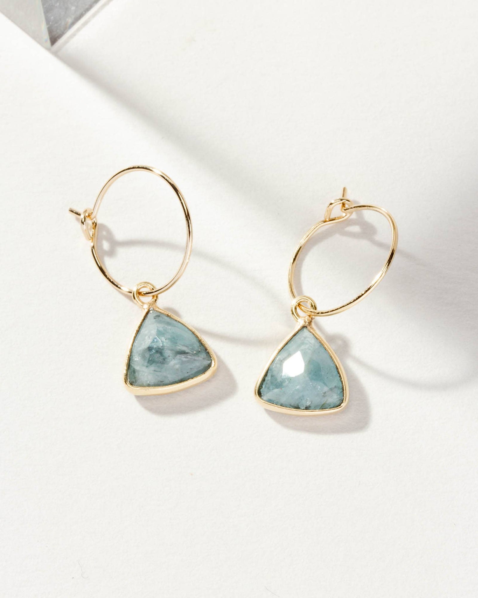 Bermuda Triangle Mini Hoop Earrings- Aquamarine