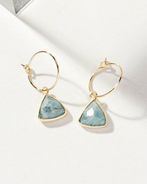Bermuda Triangle Mini Hoop Earrings- Aquamarine