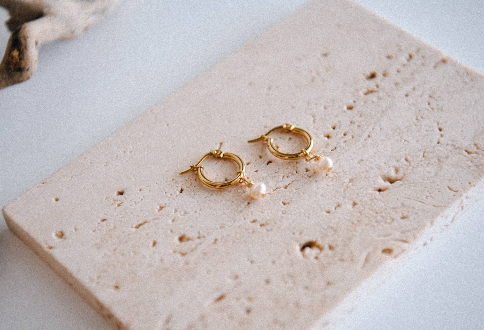 Stardust Glow Pearl Hoop Earrings