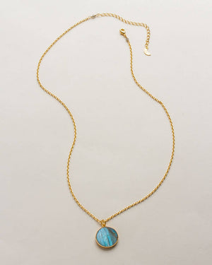 Smooth Sailing Long Medallion Necklace- Labradorite
