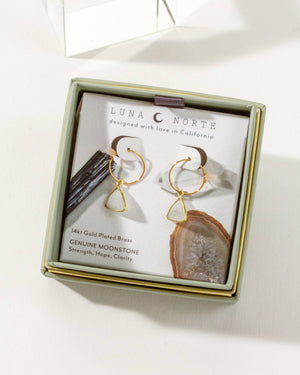 Bermuda Triangle Mini Hoop Earrings- Moonstone