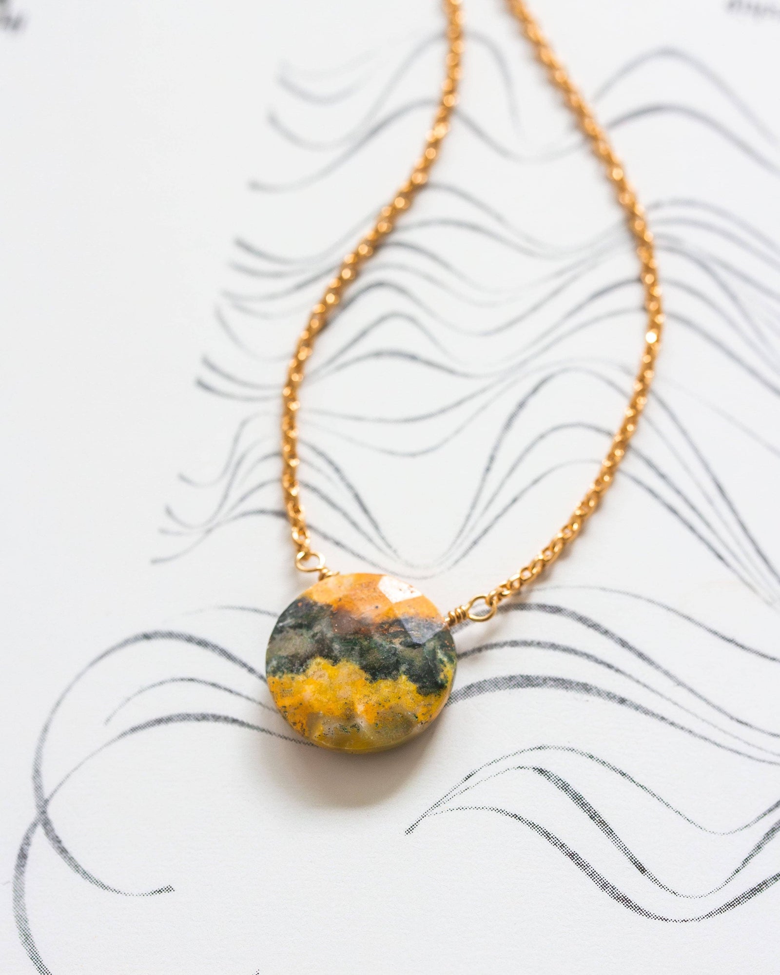 Gem in the Moon Gemstone Necklace- Bumblebee Jasper