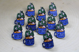 Explore, But After Coffee First - Camping Metal & Enamel Pin