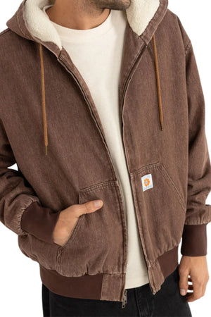 Insulated Denim Work Jacket - Washed Brown