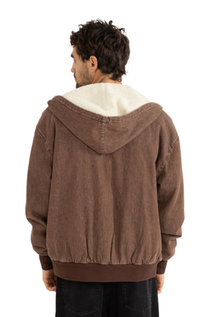Insulated Denim Work Jacket - Washed Brown