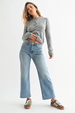 Classic Wide Leg Cropped Jean - Medium Wash