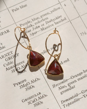 Bermuda Triangle Mini Hoop Earrings - Garnet