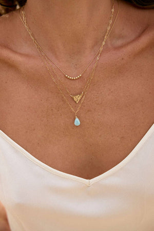 Gemstone Teardrop Pendant Necklace in Gold