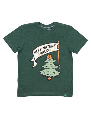 Happy Camper Pine Youth Tee - Heather Forest
