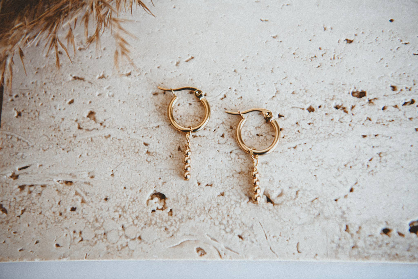 Sunlit Glow Gold Ball Hoop Earrings