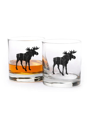 Rustic Moose Whiskey Glasses