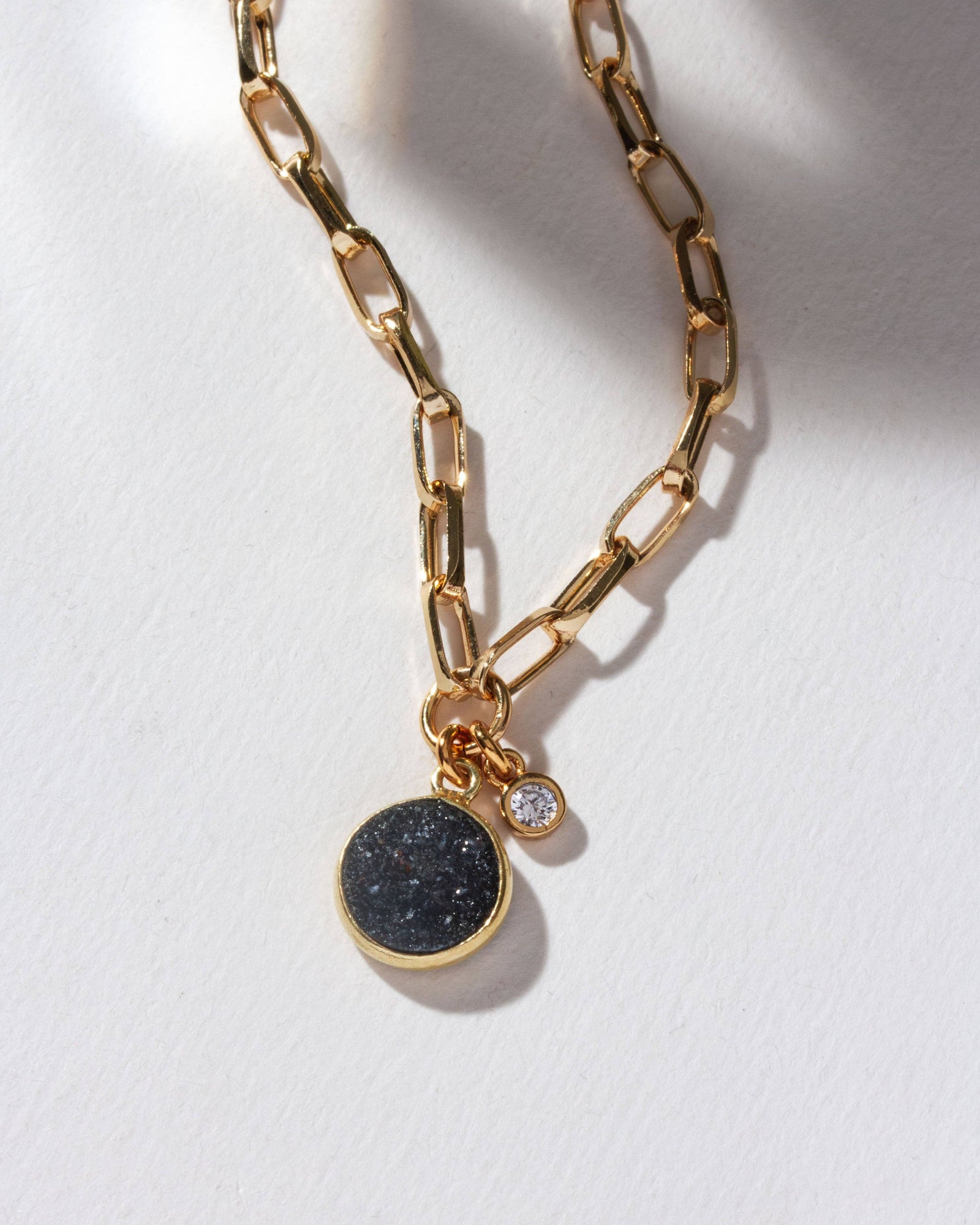 Druzy Obsession Paperclip Chain Necklace