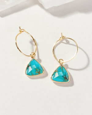 Bermuda Triangle Mini Hoop Earrings- Turquoise