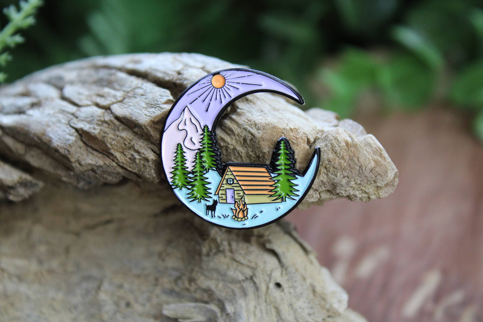 Moonlit Campsite Enamel and Metal Pin