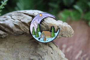 Moonlit Campsite Enamel and Metal Pin