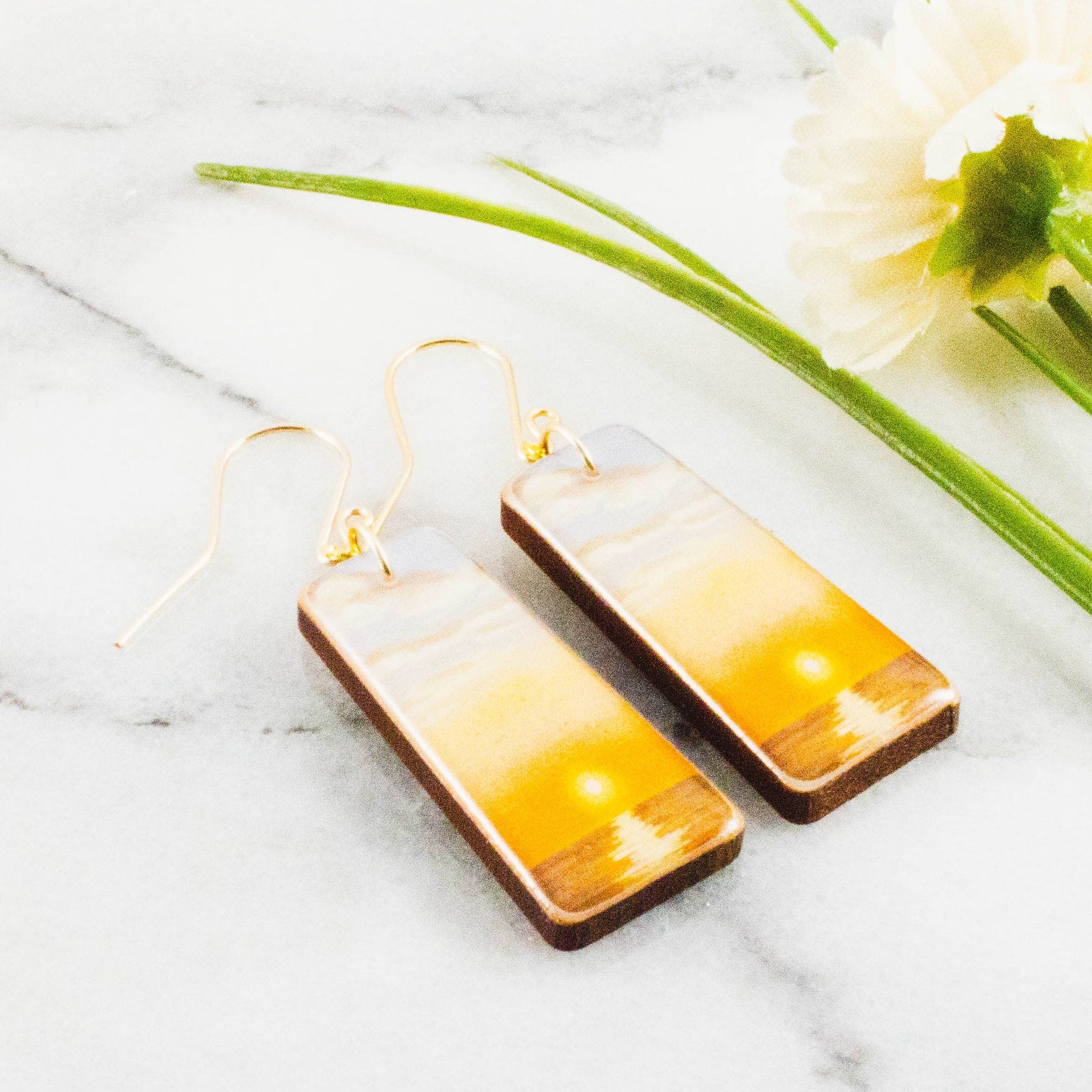 Beach Sunset Tapered Rectangle Earrings