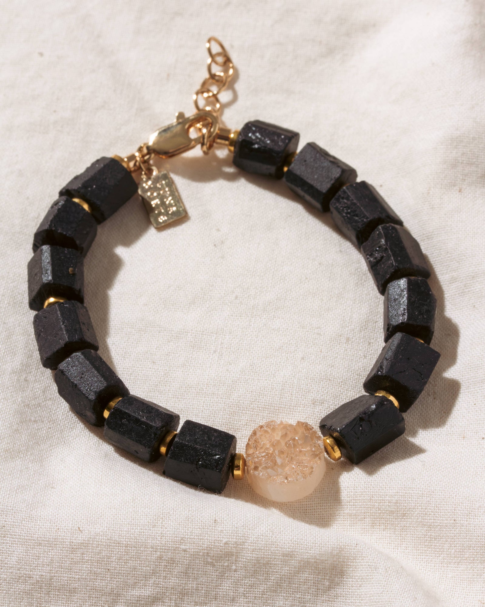Center of Attention Tourmaline Bracelet - Peach Druzy