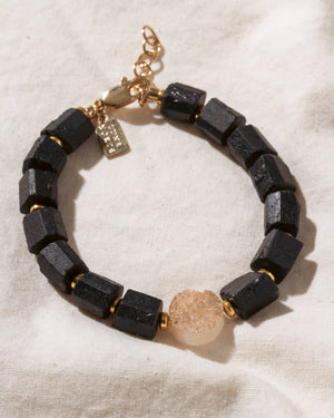 Center of Attention Tourmaline Bracelet - Peach Druzy