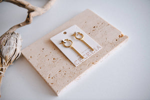 Lunar Line Bar Pendant Hoop Earrings