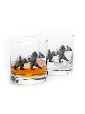 Double Exposure Bear Whiskey Glasses