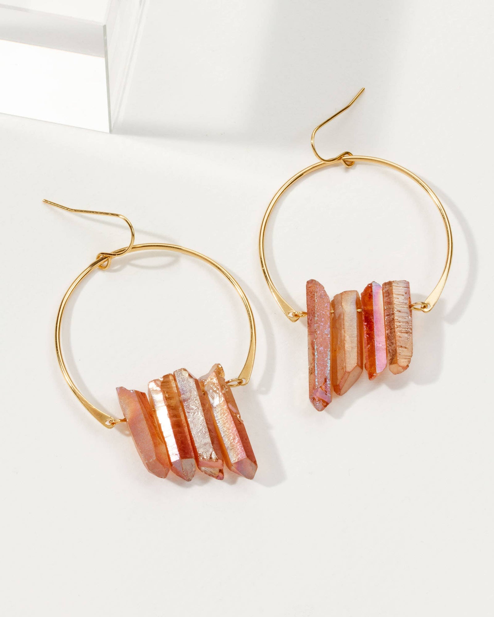 Super Nova Earrings - Peach Quartz