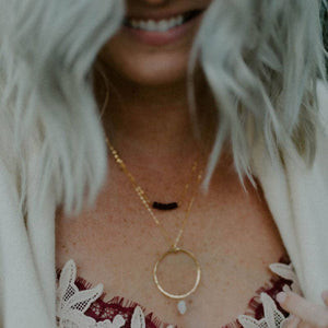 Moonstone Hoop Necklace