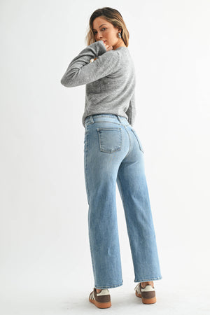 Classic Wide Leg Cropped Jean - Medium Wash