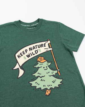 Happy Camper Pine Youth Tee - Heather Forest