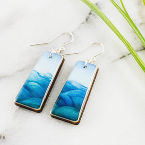 Ocean Wave Tapered Rectangle Earrings