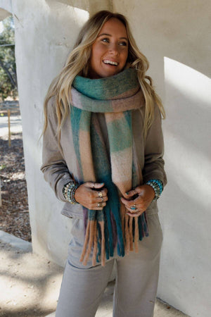 Everest Cozy Plaid Scarf - Green
